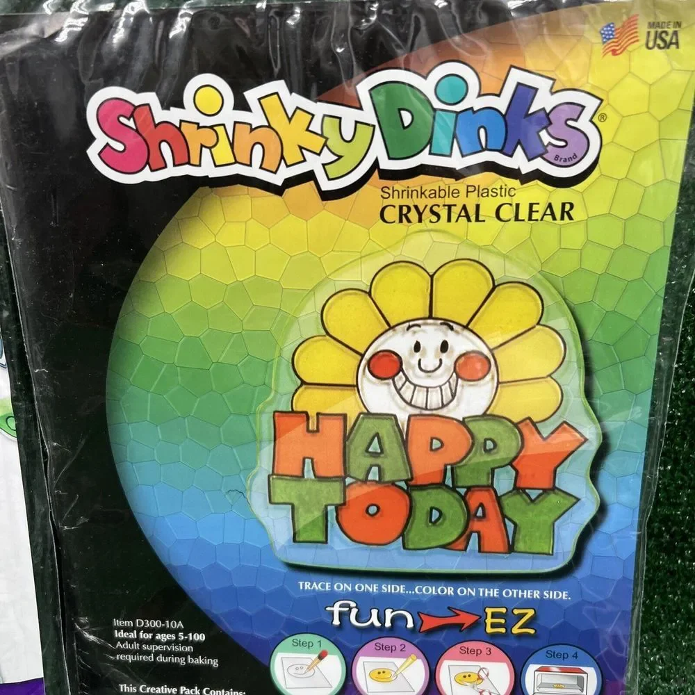 Shrink‎ Dinks Lot Of 3 Frosted Ruff N' Ready Flowers Crystal Clear Plastic